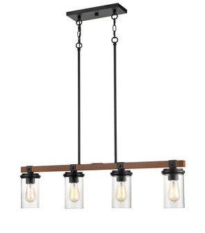 Taos Four Light Island Pendant in Matte Black/Wood Grain (59|3824MBWG)