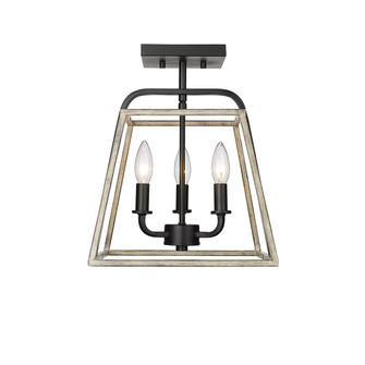 Bonnie Three Light Semi Flush Mount in Matte Black Grey Wood (59|3011MBGW)