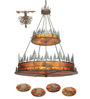 Wildlife At Pine Lake 12 Light Inverted Pendant in Antique Copper/Green Trees (57|99767)