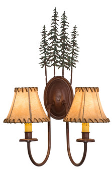 Tall Pines Two Light Wall Sconce in Rust/Green Trees (57|98727)