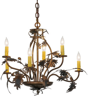 Oak Leaf & Acorn Six Light Chandelier in Dark Burnished Antique Copper (57|81244)