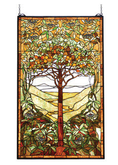 Tiffany Tree Of Life Window in Beige Avocado Orange Amber (57|74065) Tiffany Tree Of Life Window in Beige Avocado Orange Amber (57|74065)