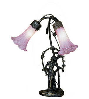 Pink Pond Lily Two Light Accent Lamp in Mahogany Bronze (57|68596)