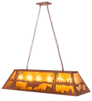 Buffalo At Lake Six Light Oblong Pendant in Rust (57|68092)