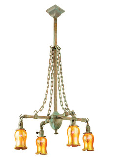 Craftsman Four Light Chandelier in Vintage Copper Verdigris (57|67330)