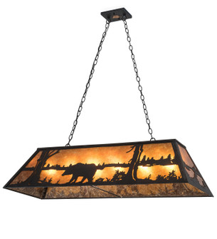 Bear At Lake Six Light Oblong Pendant in Textured Black (57|66210)