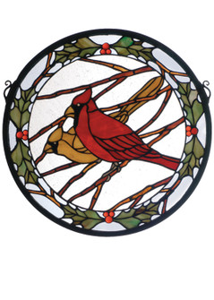 Cardinals & Holly Window in Zasdy Flame Haxa Blue (57|65289)