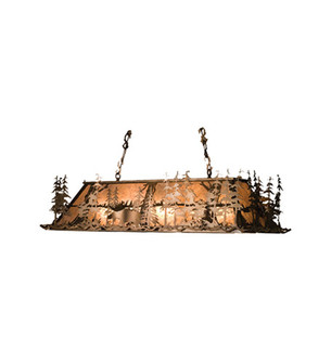 Moose Through the Trees 12 Light Oblong Pendant in Antique Copper (57|65119)