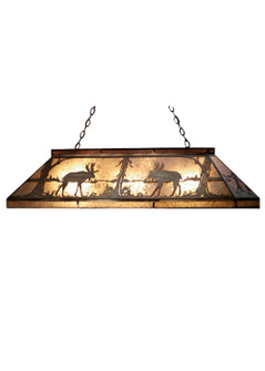 Moose At Lake Nine Light Oblong Pendant in Antique Copper (57|65107)