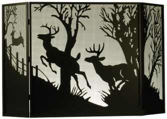 Deer on the Loose Fireplace Screen in Textured Black (57|50971)