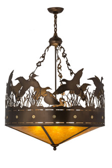 Ducks In Flight Four Light Inverted Pendant in Antique Copper (57|50138)