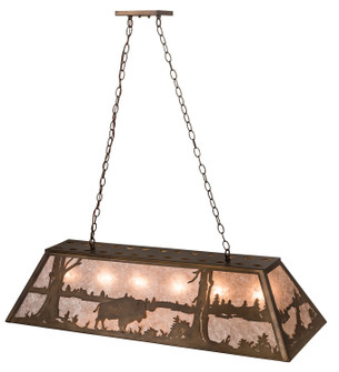 Buffalo At Lake Six Light Oblong Pendant in Antique Copper (57|50019)