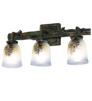 Pinecone Three Light Vanity in Green With Gold Highlight (57|49525)