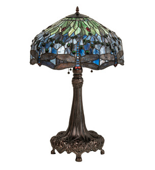 Tiffany Hanginghead Dragonfly Three Light Table Lamp in Mahogany Bronze (57|47552)