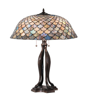 Tiffany Fishscale Three Light Table Lamp in Mahogany Bronze (57|38594)