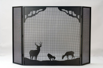 Deer At Dawn Fireplace Screen in Textured Black (57|38521)
