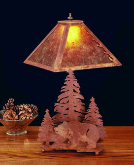 Grizzly Bear Through The Trees Table Lamp in Rust Hand Painted Rust (57|32554)
