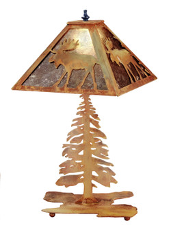 Lone Moose Two Light Table Lamp in Hand Painted Rust Rust (57|32527)