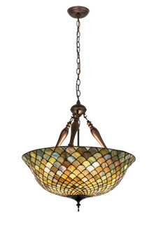 Tiffany Fishscale Three Light Inverted Pendant in Mahogany Bronze (57|31830)