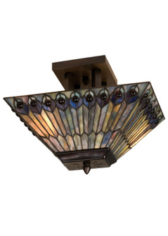 Tiffany Jeweled Peacock Two Light Flushmount in Antique Copper (57|31191)