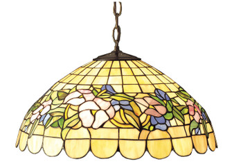 Tiffany Pansy Three Light Pendant in Mahogany Bronze (57|31137)