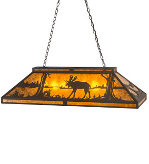 Moose At Lake Seven Light Oblong Pendant in Wrought Iron (57|30488)