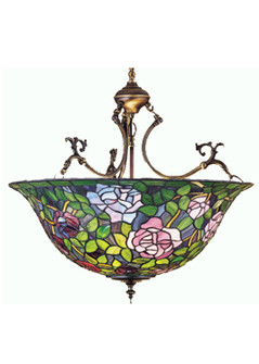 Tiffany Rosebush Three Light Inverted Pendant in Craftsman Brown (57|30469) Tiffany Rosebush Three Light Inverted Pendant in Craftsman Brown (57|30469)