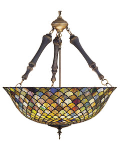 Fishscale Three Light Inverted Pendant in Polished Brass (57|30466)