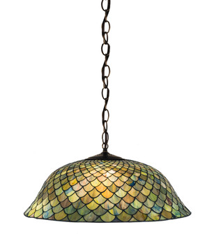 Tiffany Fishscale Three Light Pendant in Mahogany Bronze (57|30455)