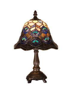 Tiffany Peacock Feather One Light Mini Lamp in Mahogany Bronze (57|30317)