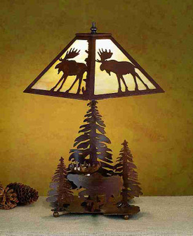 Lone Moose Two Light Table Lamp in Rust Rust (57|29575)