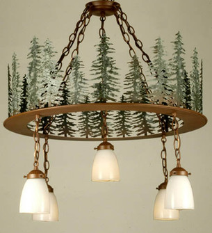 Tall Pines Five Light Chandelier in Rust/Green Trees (57|29557)