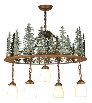 Tall Pines Five Light Pendant in Rust/Green Trees (57|29556)