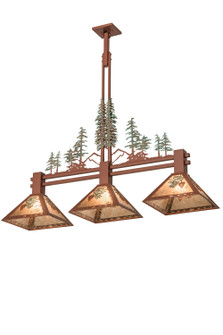 Winter Pine Three Light Island Pendant in Rust/Green Trees & Needles (57|29365)