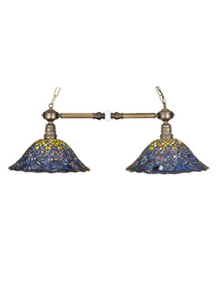 Tiffany Peacock Feather Two Light Island Pendant in Mahogany Bronze (57|28503)