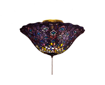Tiffany Peacock Feather Flushmount in Mahogany Bronze (57|27435)