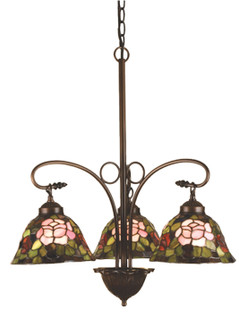 Tiffany Rosebush Three Light Chandelier in Mahogany Bronze (57|27418)