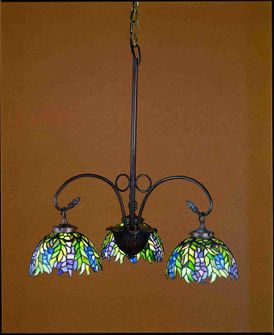 Tiffany Honey Locust Three Light Chandelier in Mahogany Bronze (57|27415)