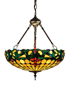 Duffner & Kimberly Colonial Three Light Inverted Pendant in Beige Burgundy Blue/Green Green (57|26694)
