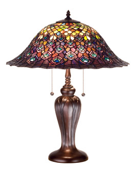 Tiffany Peacock Feather Two Light Table Lamp in Green/Blue Pbag Purple/Blue Lt Blue Aqua/Green (57|26666)