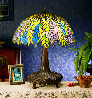 Tiffany Honey Locust Three Light Table Lamp in Lt Blue Pr (57|26575)