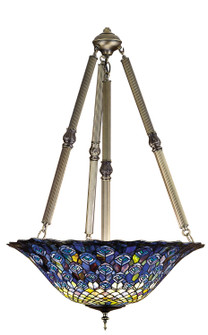 Tiffany Peacock Feather Four Light Inverted Pendant in Green/Blue Pbag Purple/Blue Lt Blue Aqua/Green (57|26549)