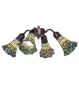 Stained Glass Pond Lily Four Light Fan Light in Mahogany Bronze (57|261516)