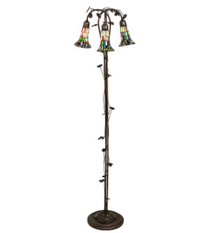 Stained Glass Pond Lily Three Light Floor Lamp in Mahogany Bronze (57|255141)