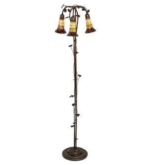 Stained Glass Pond Lily Three Light Floor Lamp in Mahogany Bronze (57|255133)