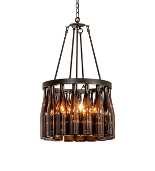 Wine Bottle Five Light Chandelier in Black Metal (57|252691)