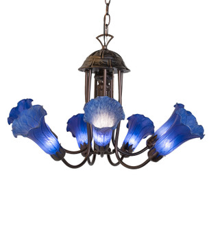Blue Seven Light Chandelier in Mahogany Bronze (57|251581)