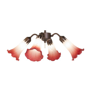 Pink/White Four Light Fan Light in Mahogany Bronze (57|247651)