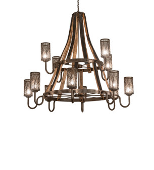 Barrel Stave 12 Light Chandelier in Bronze,Natural Wood (57|245818)