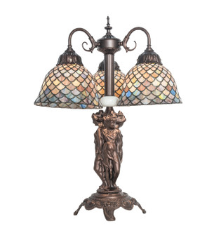 Tiffany Fishscale Three Light Table Lamp in Mahogany Bronze (57|245479)